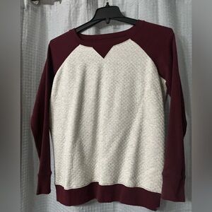 Eddie Bauer Maroon and Grey Crew Neck Legend Wash Sweatshirt